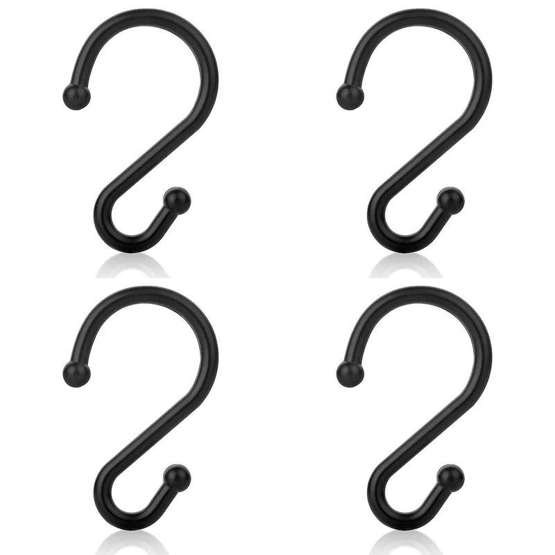 Set Of 12 Rings,s Shaped Hooks Hangers for Shower Curtains,(black)