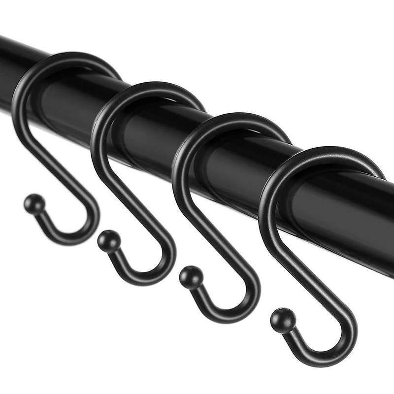 Set Of 12 Rings,s Shaped Hooks Hangers for Shower Curtains,(black)