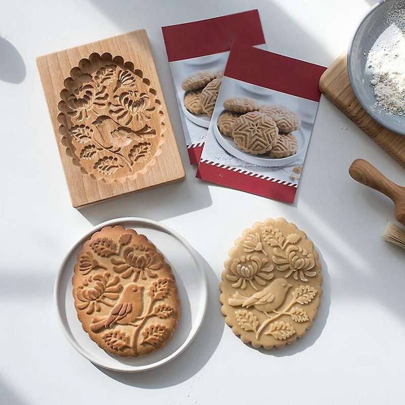 Cookie Mold Shortbread Molds Wooden Biscuit Cutter Cookie B
