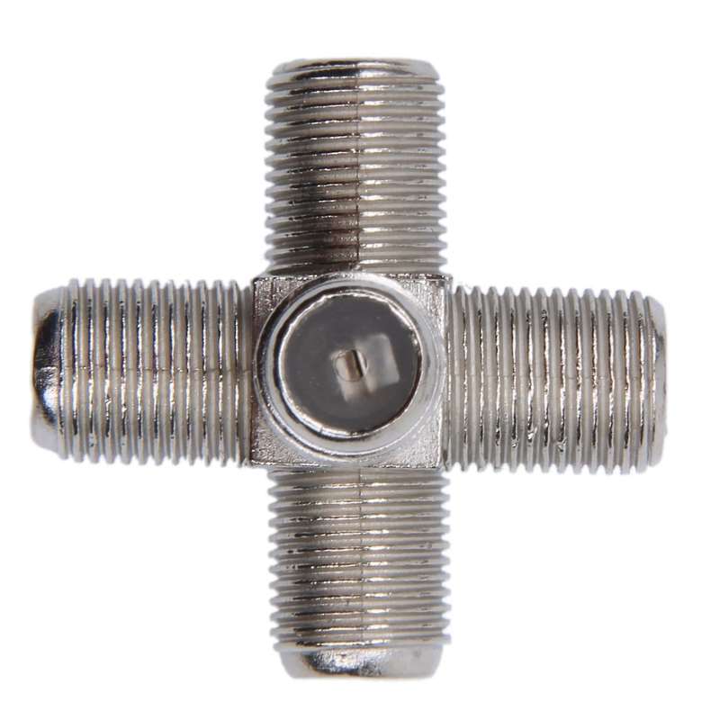 4-way F-type Coax Cable Splitter Combiner Female to 4 Female,silver