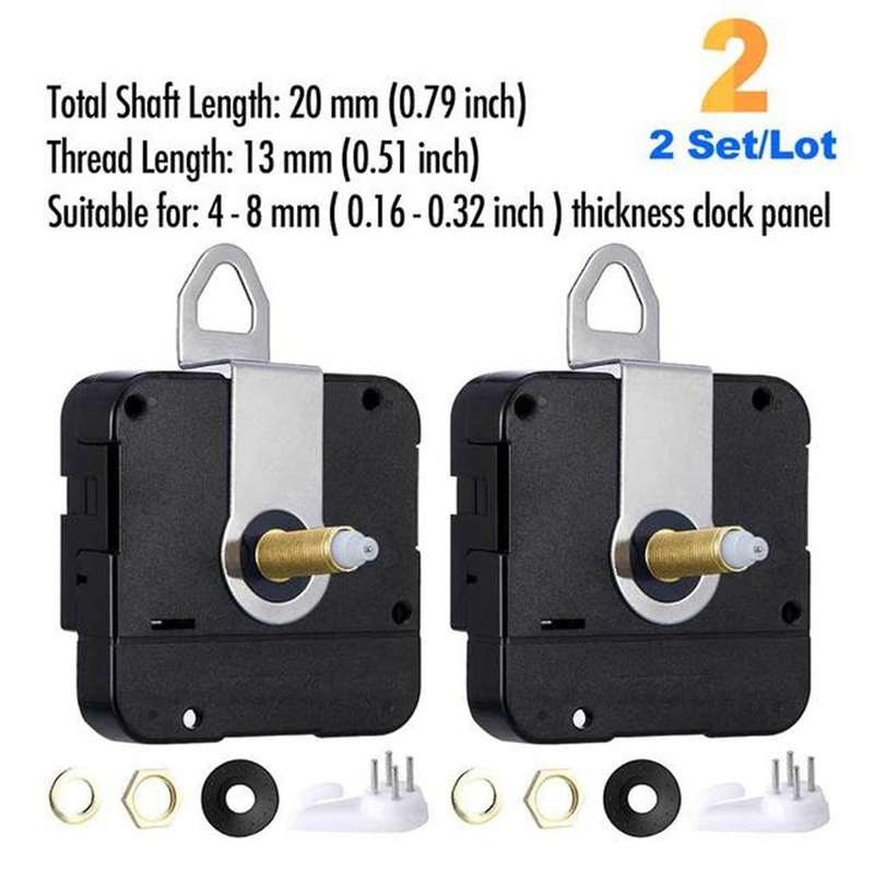 2pcs Silent Diy Quartz Wall Clock for Repair Parts Home Decor 20mm