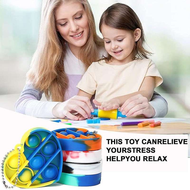 5pcs Heart Silicone Keychain Toy Fidget Toy Office Desk Toy for Kids