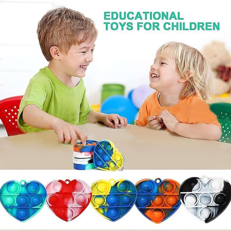 5pcs Heart Silicone Keychain Toy Fidget Toy Office Desk Toy for Kids