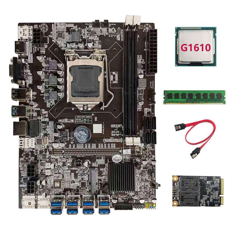 B75 Usb Btc Mining Motherboard+g1610 Cpu+ddr3 4gb 1600mhz Ram+128g