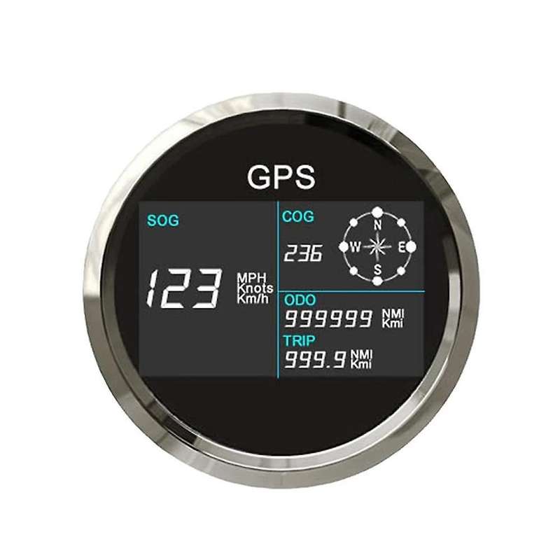85mm Gps Speedometer with 7 Color Backlight Lcd Display Silver+black