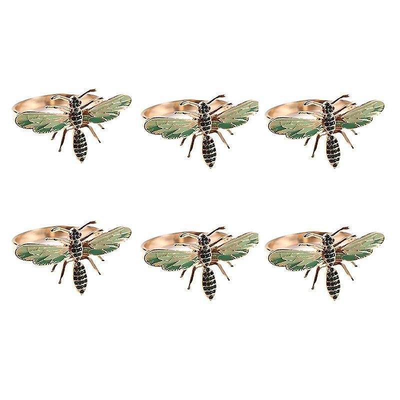 6pcs Napkin Buckle Alloy Green Insect Dragonfly Napkin Ring