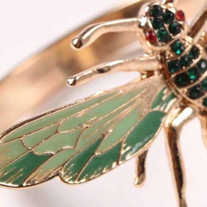 6pcs Napkin Buckle Alloy Green Insect Dragonfly Napkin Ring