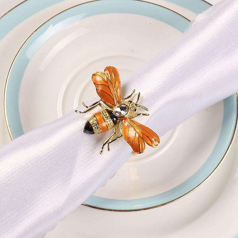 6pcs Napkin Buckle Alloy Green Insect Dragonfly Napkin Ring