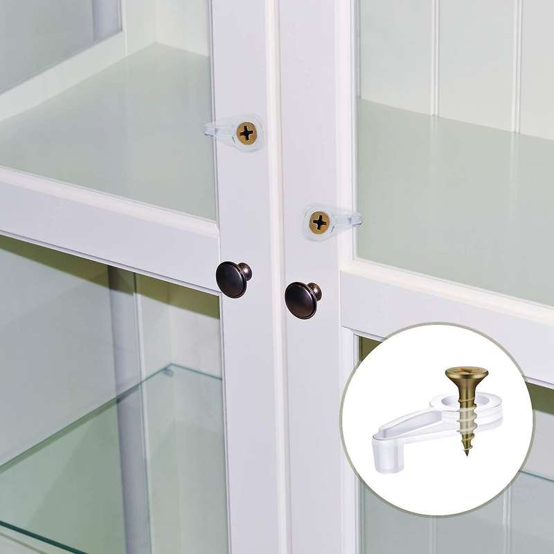 100 Pack Glass Retainer Clips Kit Cabinet Glass Clips(transparent )