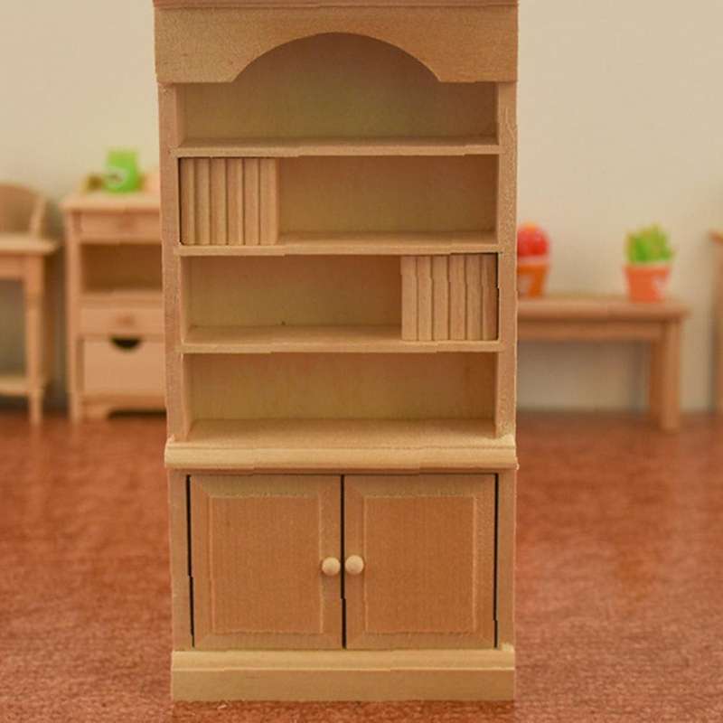1/12 Dollhouse Miniature Furniture Wood Cabinet Bookcase Bookshelf