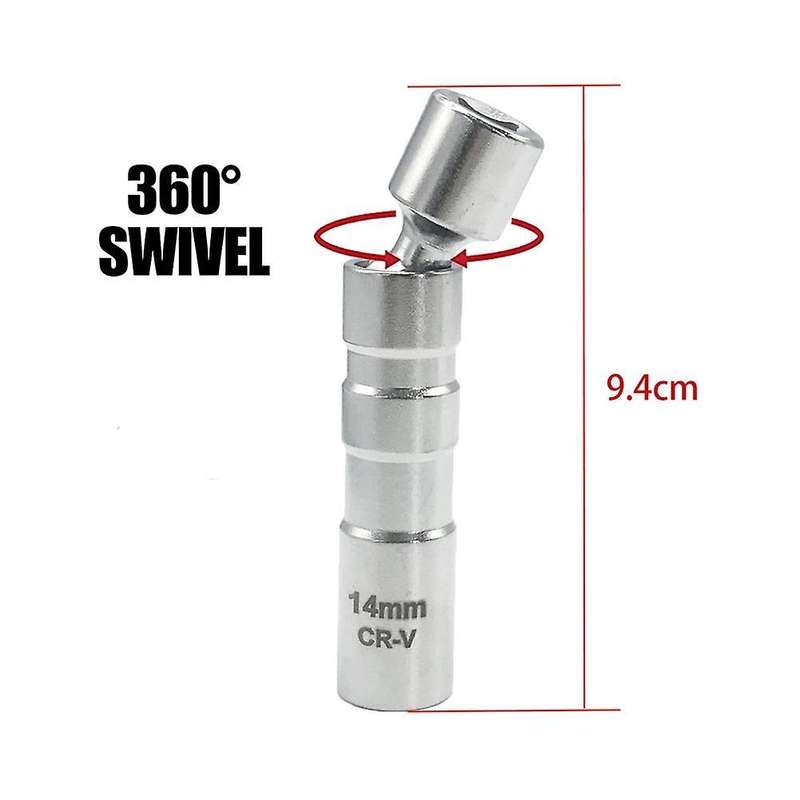 14mm Thin Wall Magnetic Swivel Spark Plug Socket - 3/8-inch Drive