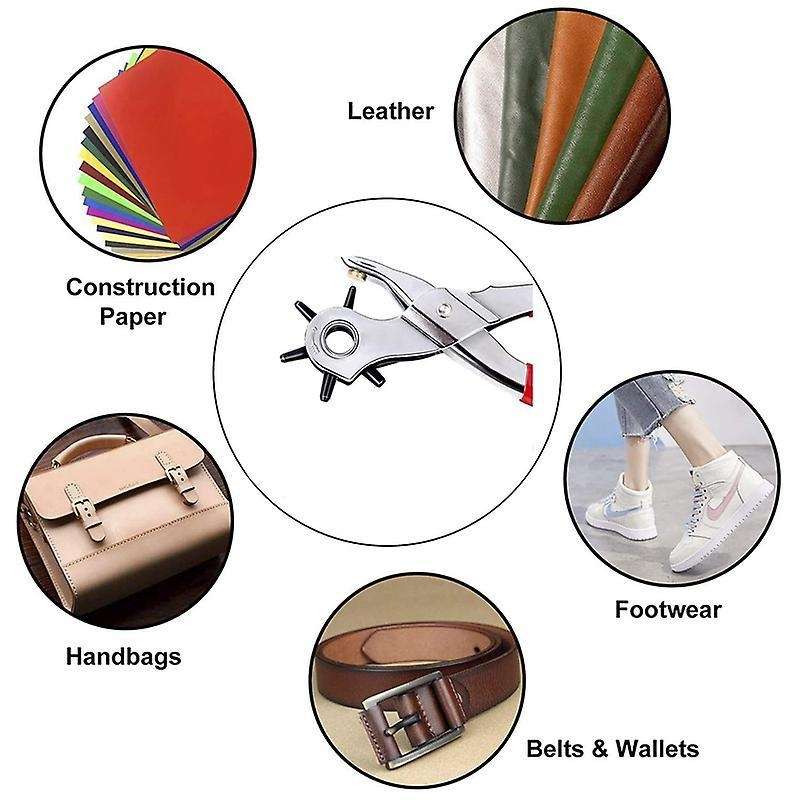 Heavy Duty 6 Size Revolving Leather Belt Hand Hole Puncher