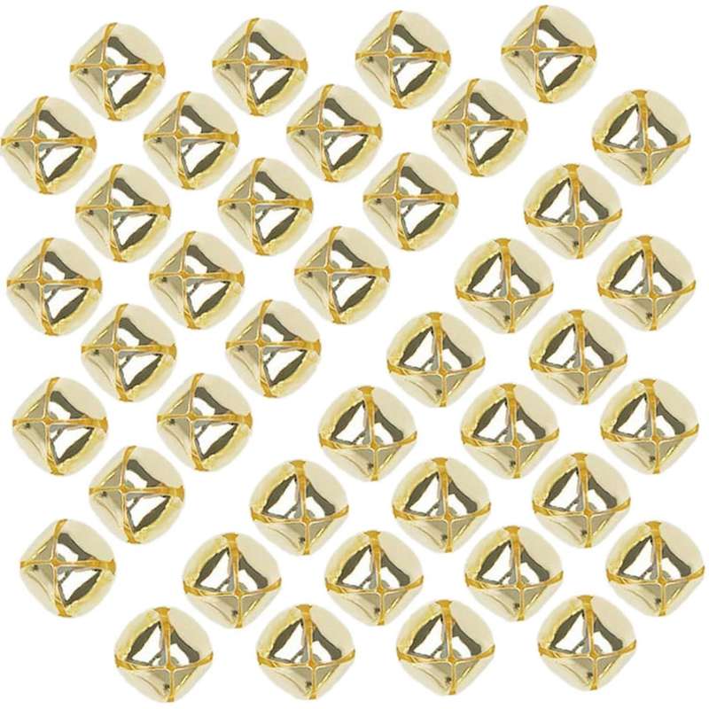 100 Pieces 15mm Metal Bells Mini Craft Bells Beads for Diy Gold