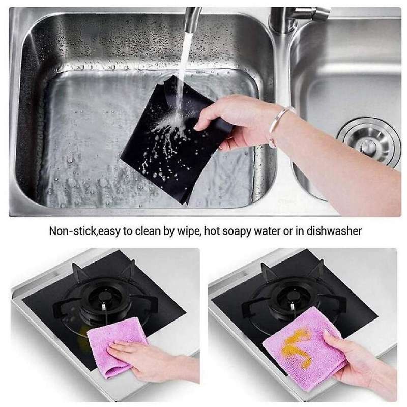 4 Reusable Stove Cover, Non-stick Burner Lining Pad for Gas Stove