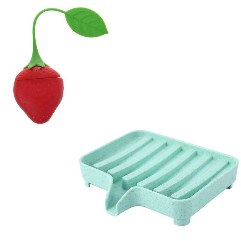 Sponge Holder Storage Rack Drain Soap Box Tray Soapbox Green
