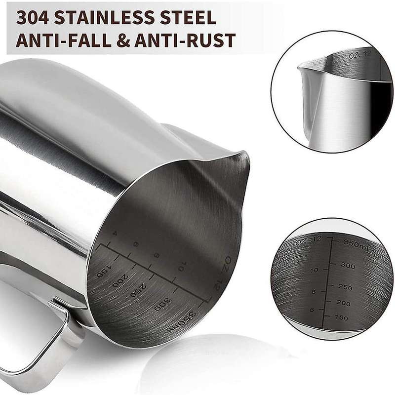 Milk Frothing Jug 350ml Stainless Steel Milk Jug for Coffee Machine
