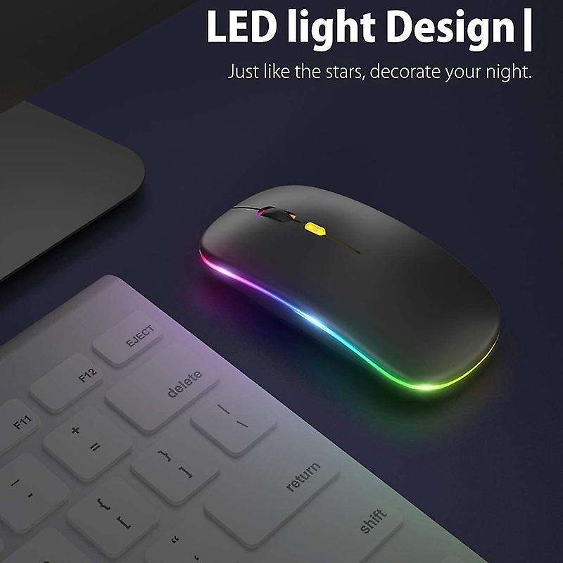 Led Wireless Mouse,with Usb & Type-c Receiver, for Laptop(black)