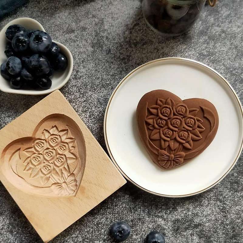 Wooden Cookie Mold Shortbread Mold Diy Cookie Mold 3d Wooden(rose)