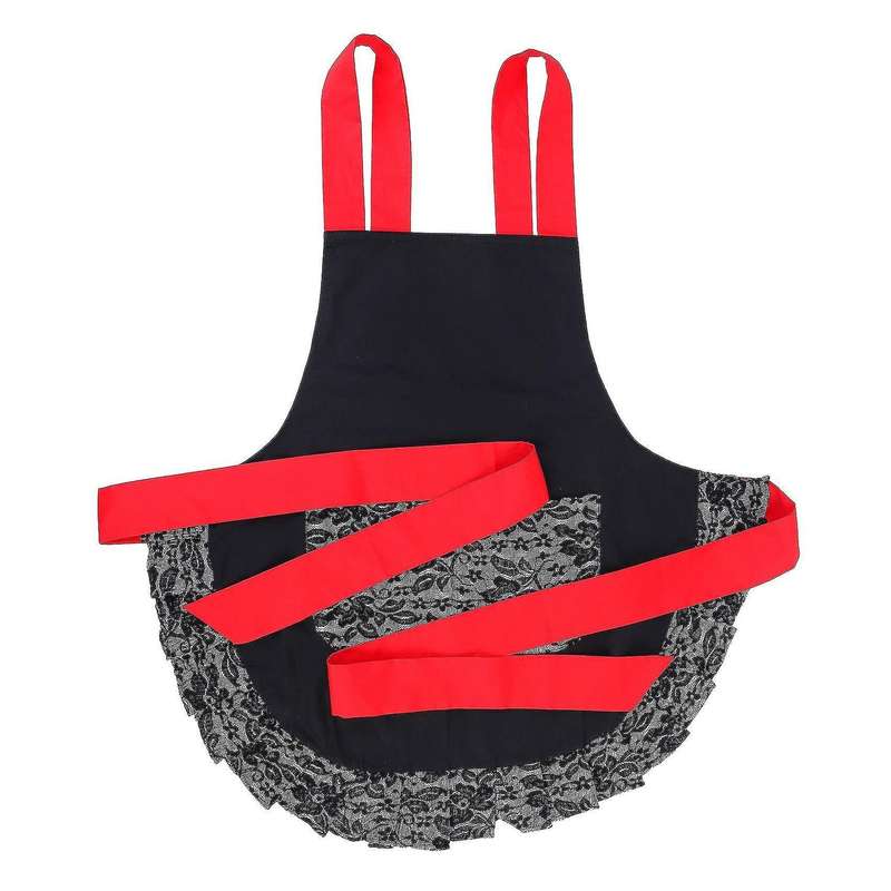 Black Lace Flirty Apron with Pocket, Cooking Pinup Aprons for Women