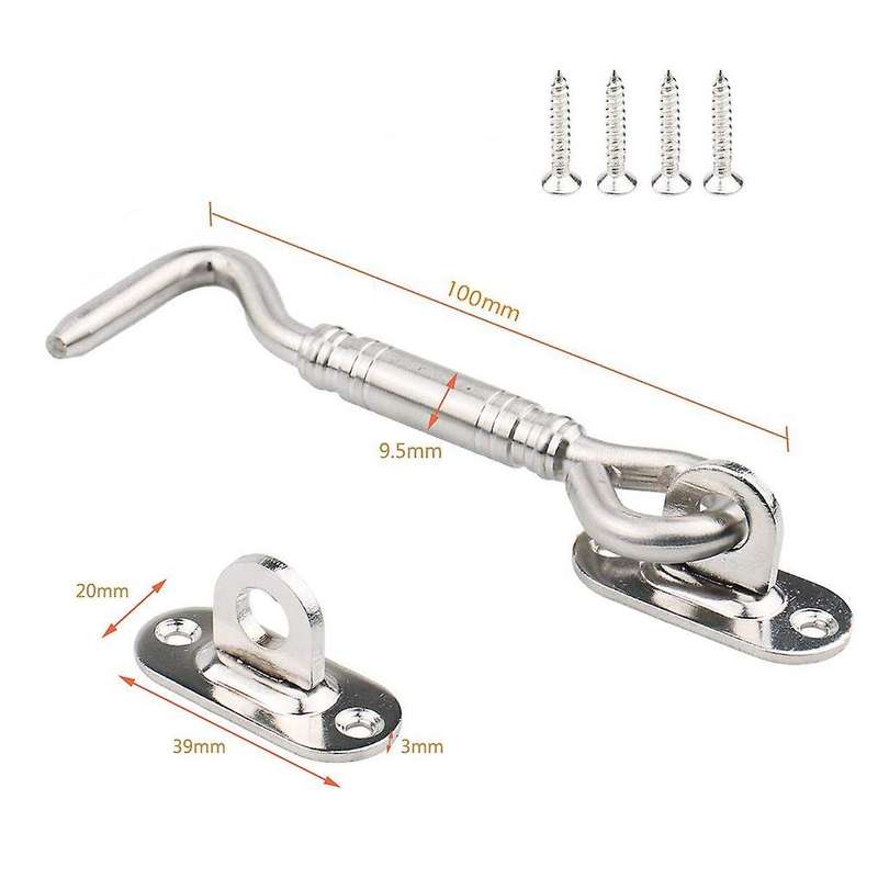 Stainless Steel Cabin Hook Eye Latch with Screws, 100 Mm, Pack Of 2