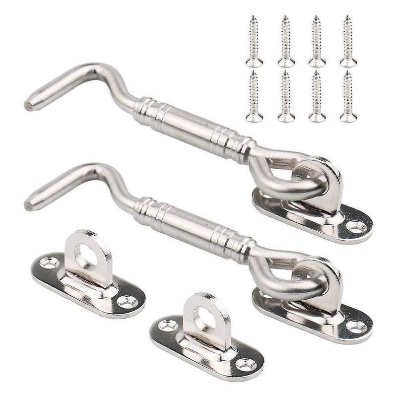 Stainless Steel Cabin Hook Eye Latch with Screws, 100 Mm, Pack Of 2