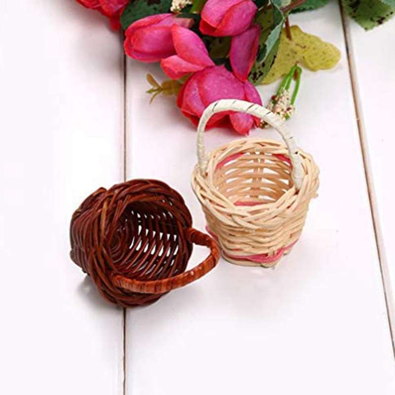10pcs Basket Mini Woven Baskets with Handles Plant Pots Containers