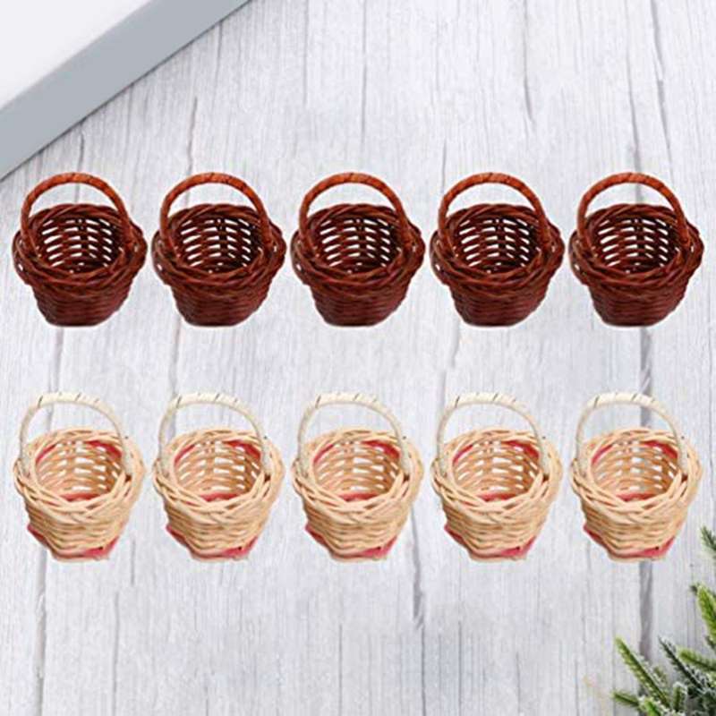 10pcs Basket Mini Woven Baskets with Handles Plant Pots Containers