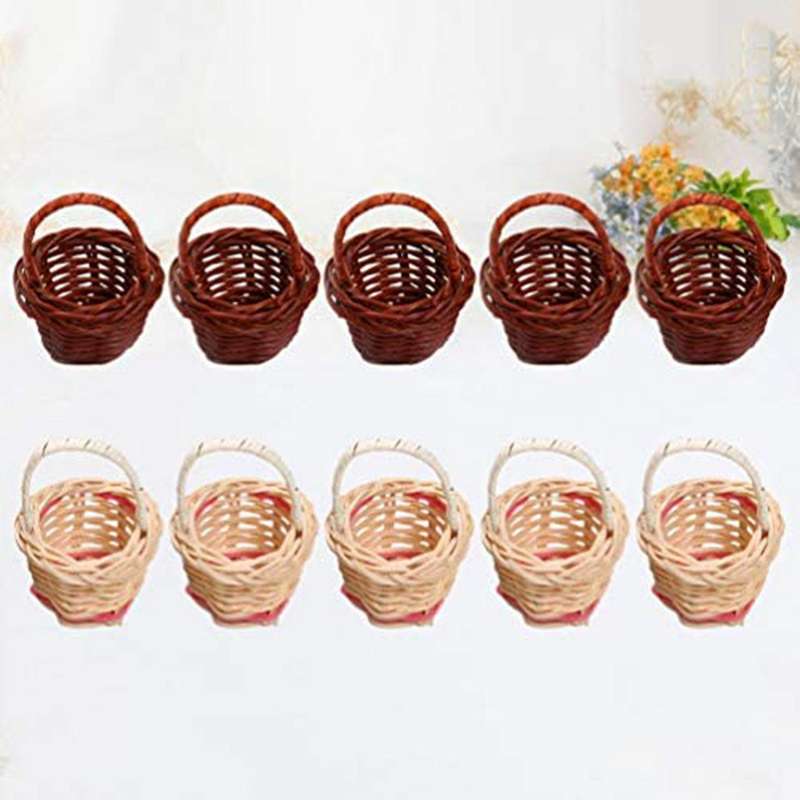 10pcs Basket Mini Woven Baskets with Handles Plant Pots Containers
