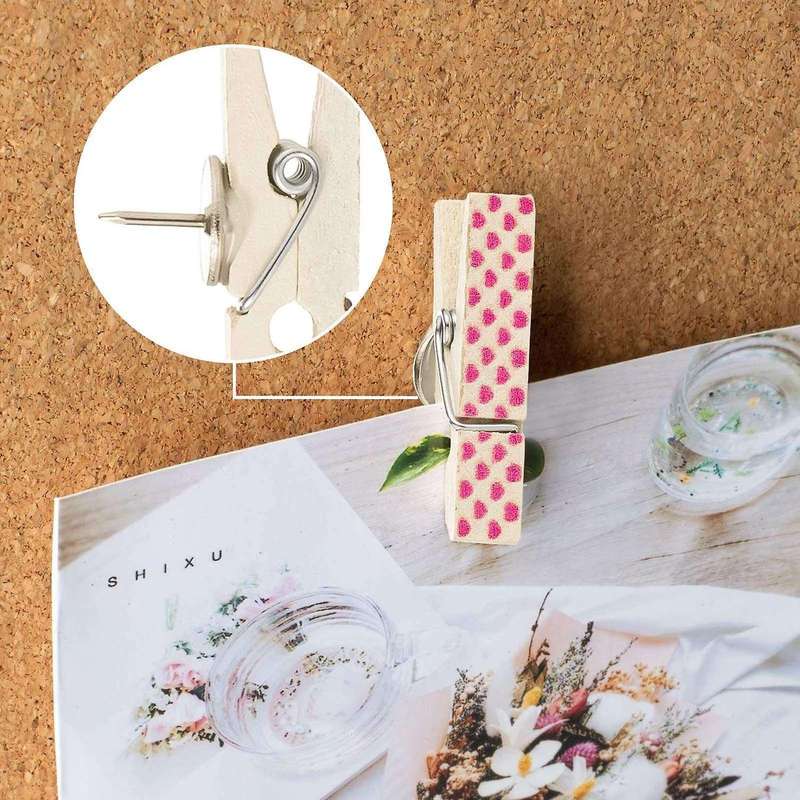 With Clips, 50pcs Thumbtacks Paper Clips for Cork Boards Notes