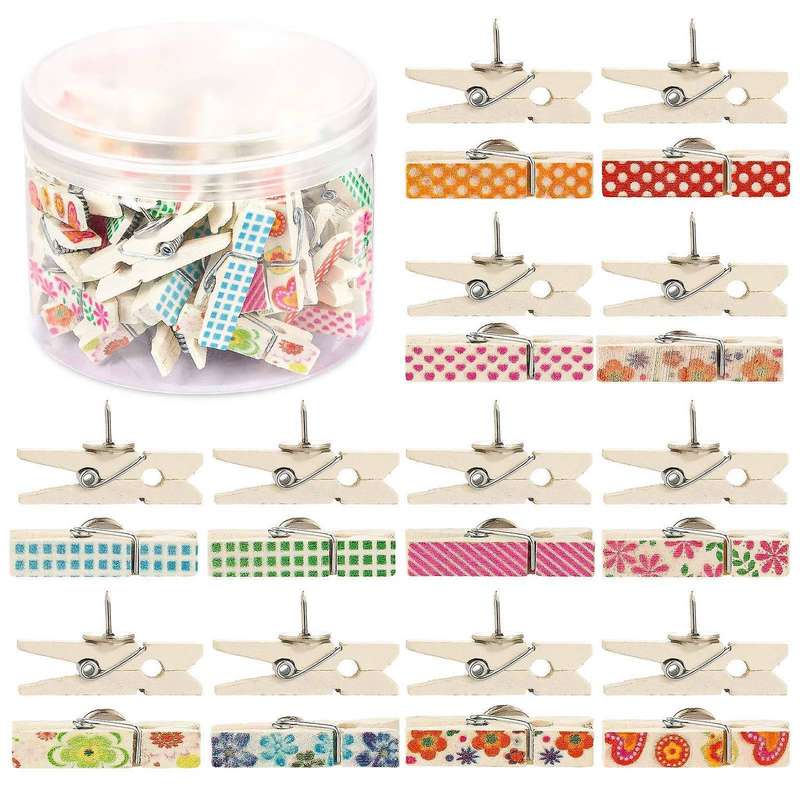 With Clips, 50pcs Thumbtacks Paper Clips for Cork Boards Notes