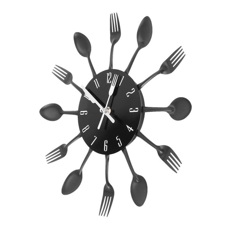 Noiseless Stainless Steel Knife and Fork Spoon Wall Clock Decor