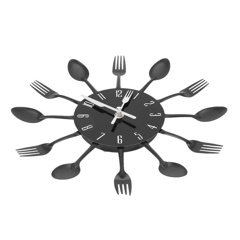 Noiseless Stainless Steel Knife and Fork Spoon Wall Clock Decor