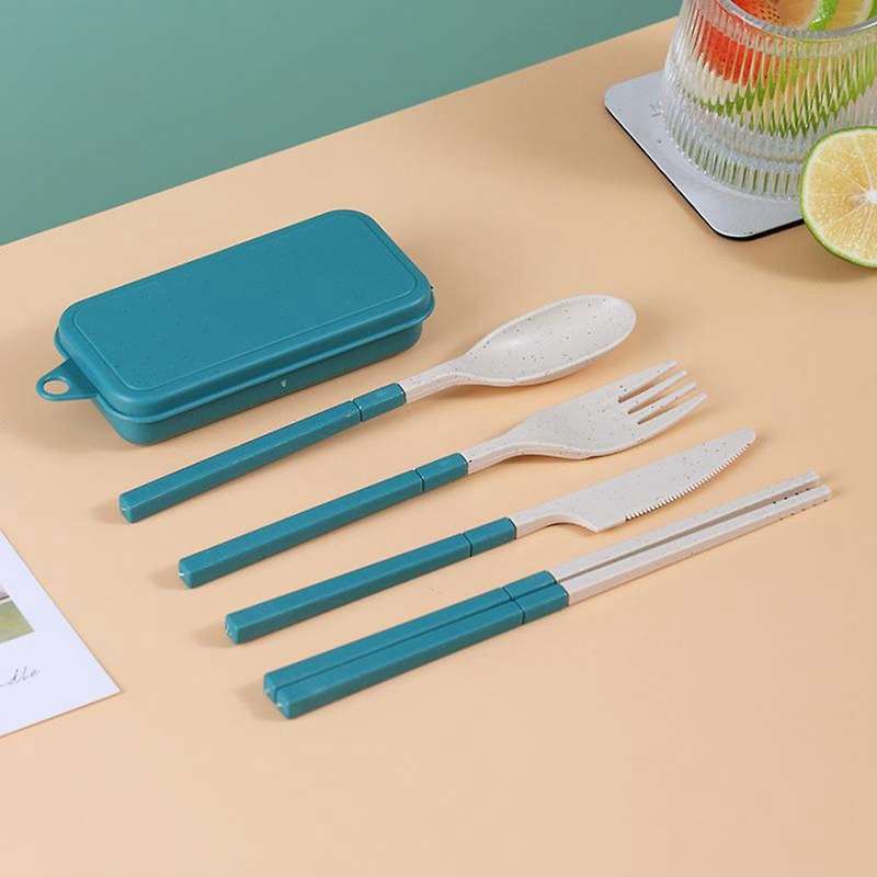 Combination Portable Outdoor Travel Tableware Student Set Pink