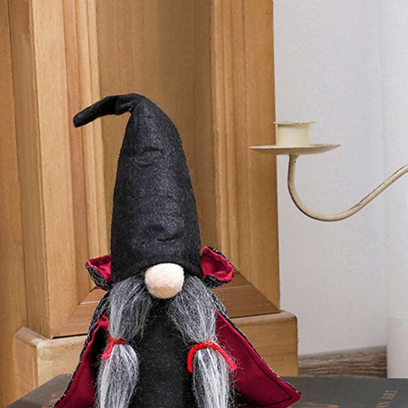 Halloween Dwarf Decoration Faceless Doll Black Witch Cloak Hat Gift