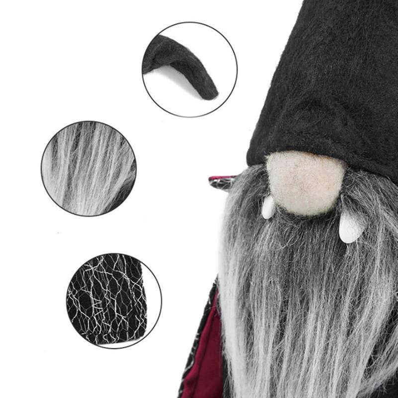 Halloween Dwarf Decoration Faceless Doll Black Witch Cloak Hat Gift