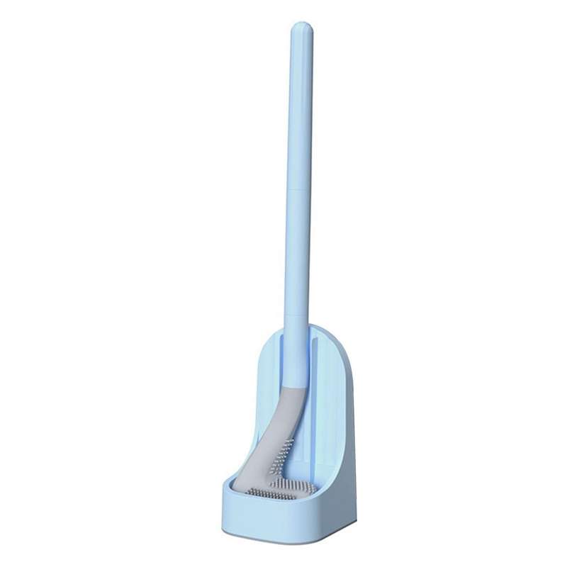 Golf Silicone Long Handled Toilet Tpr Brushes with Holder Set ,blue