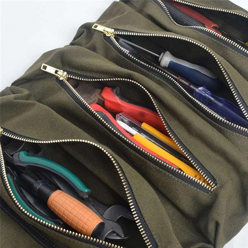 Tool Bag, Multi-purpose Tool Roll Bag, Wrench Roll Bag(army Green)
