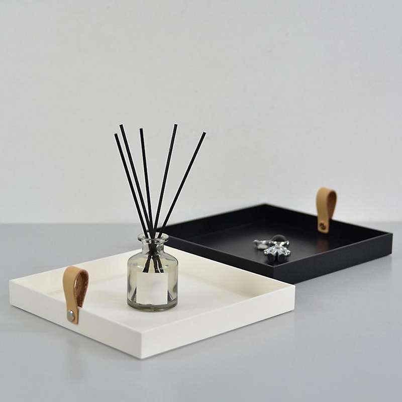 Creative Square Pu Leather Serving Tray Decorative Dish (white)