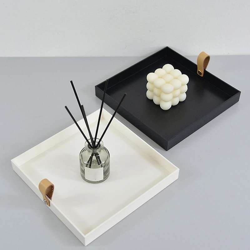 Creative Square Pu Leather Serving Tray Decorative Dish (white)