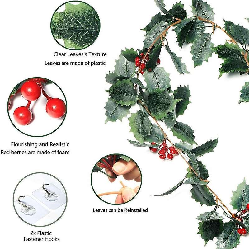 Valentines Easter Garland Christmas Red Decor Holly Leaves Garland