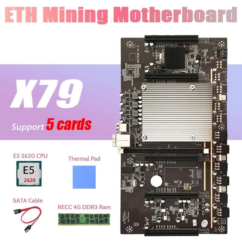 X79 H61 Btc Motherboard+e5 2620 Cpu+recc Support 3060 Graphics Card