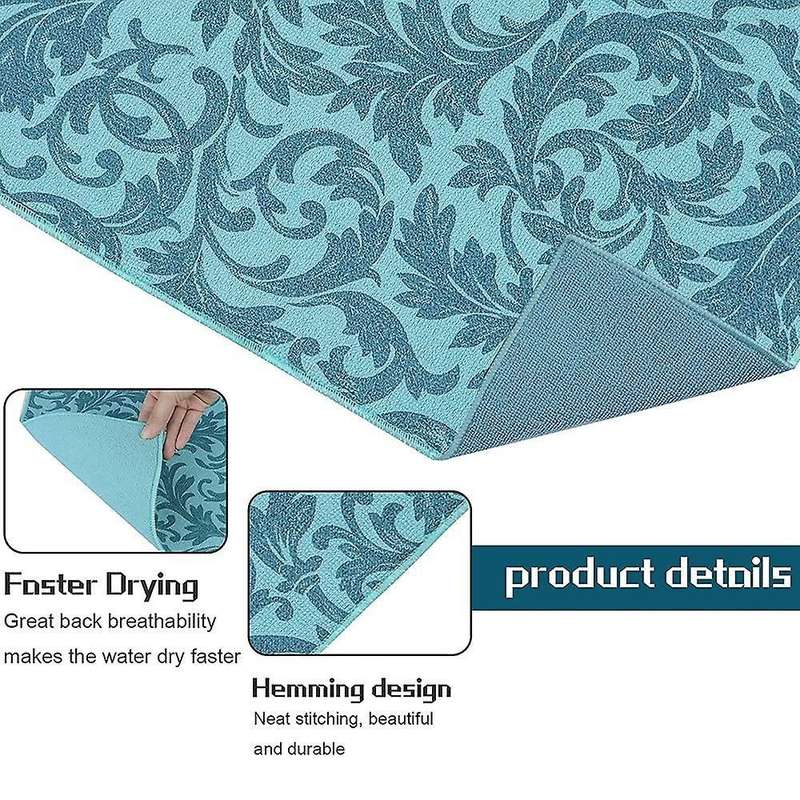 Washable Dish Drying Mats for Kitchen Counter Large (blue Vine)