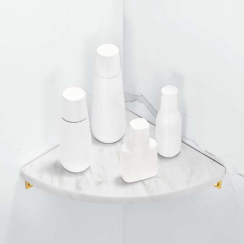 1pcs Marble Aluminum Triple-cornered Shelf Bathroom Shelf White