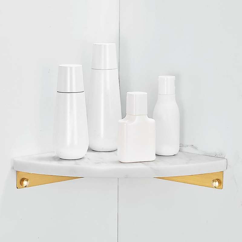 1pcs Marble Aluminum Triple-cornered Shelf Bathroom Shelf White