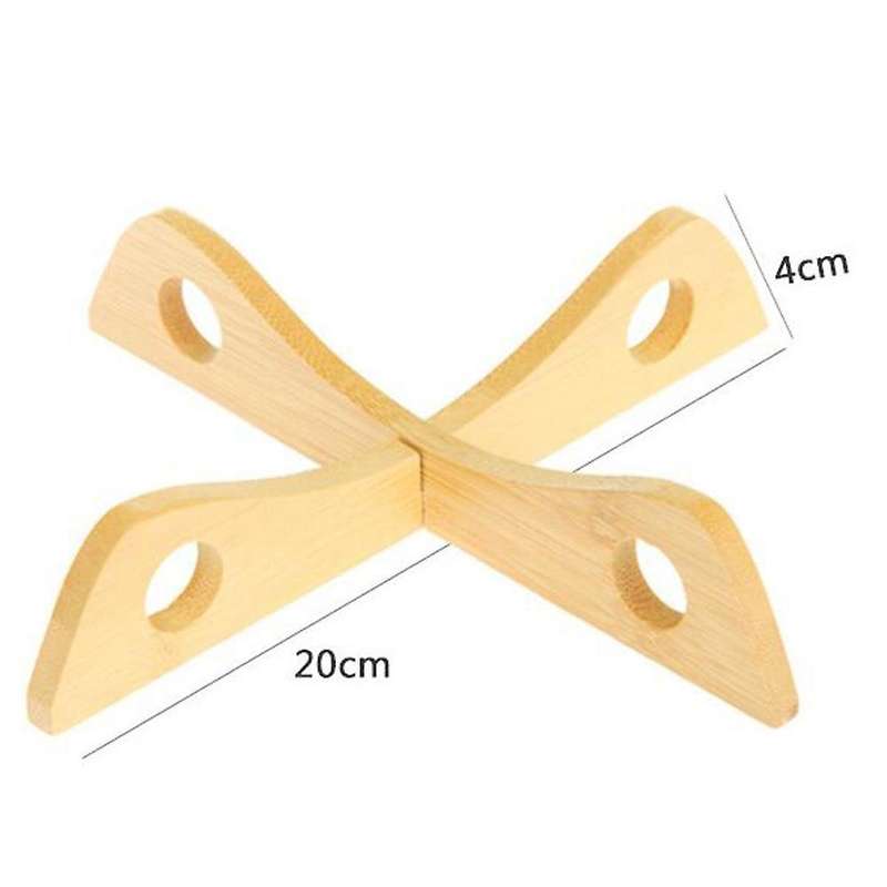 Bamboo Pot Rack Dish Holder Stand Organizer Kitchen Pot, Pack Of 6