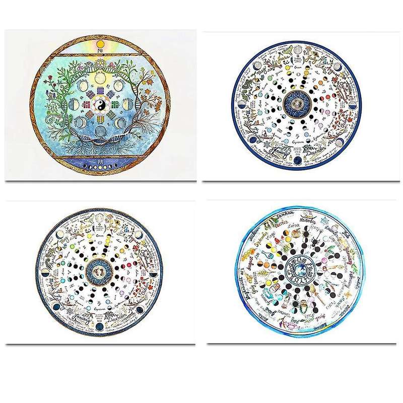 4pcs Painting 2022 Lunar Calendar Annual Ring Bedroom Decor Picture