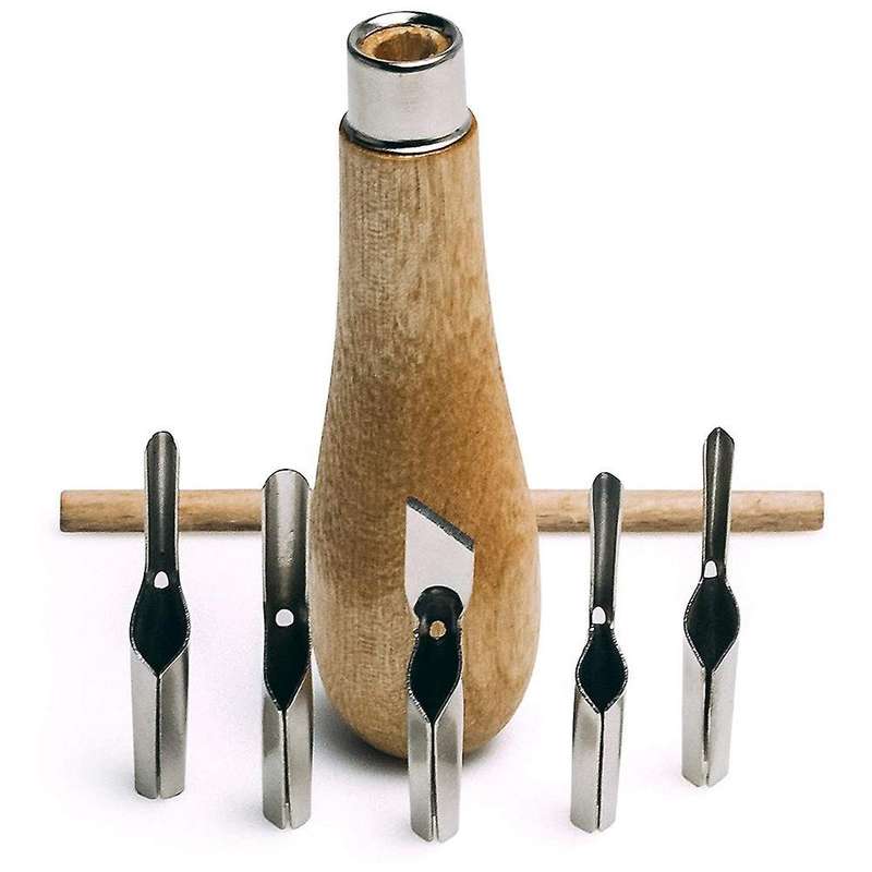 Block Cutting Rubber Stamp Carving Tools with 5 Blade Wood Handle Set