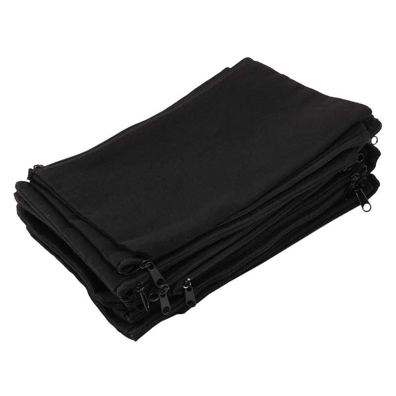 16pcs Canvas Cosmetic Bags Pouch with Zipper for Diy Craft (black)