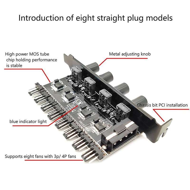 Computer Case Fan 3pin/4pin Speed Controller Four-knob Sata Version