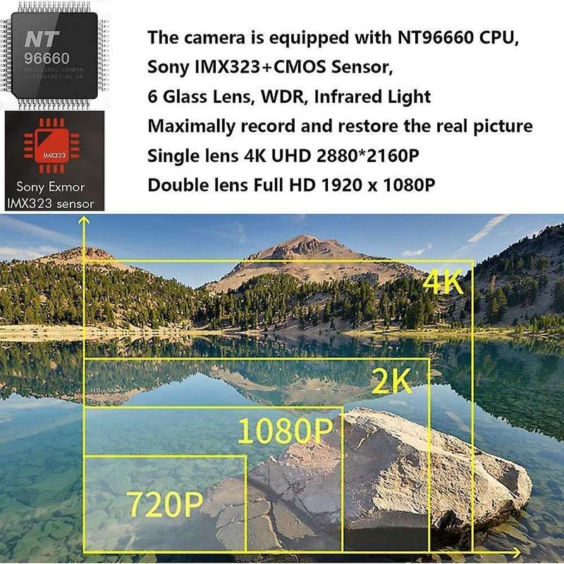 Dual Lens 4k Wifi Gps Car Dvr Night Vision Dual Camera Recorder A